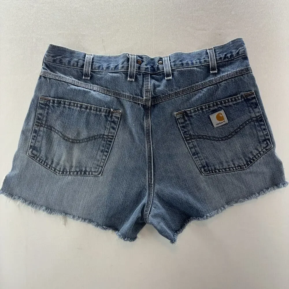 Carhartt‎ Men's Vintage Jean Shorts, Size 36 Cut-Off, Medium Wash, Frayed, Y2K